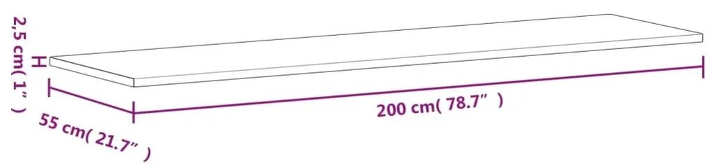 Επιφάνεια Γραφείου 200 x 55 x 2,5 εκ. από Μασίφ Ξύλο Οξιάς - Καφέ