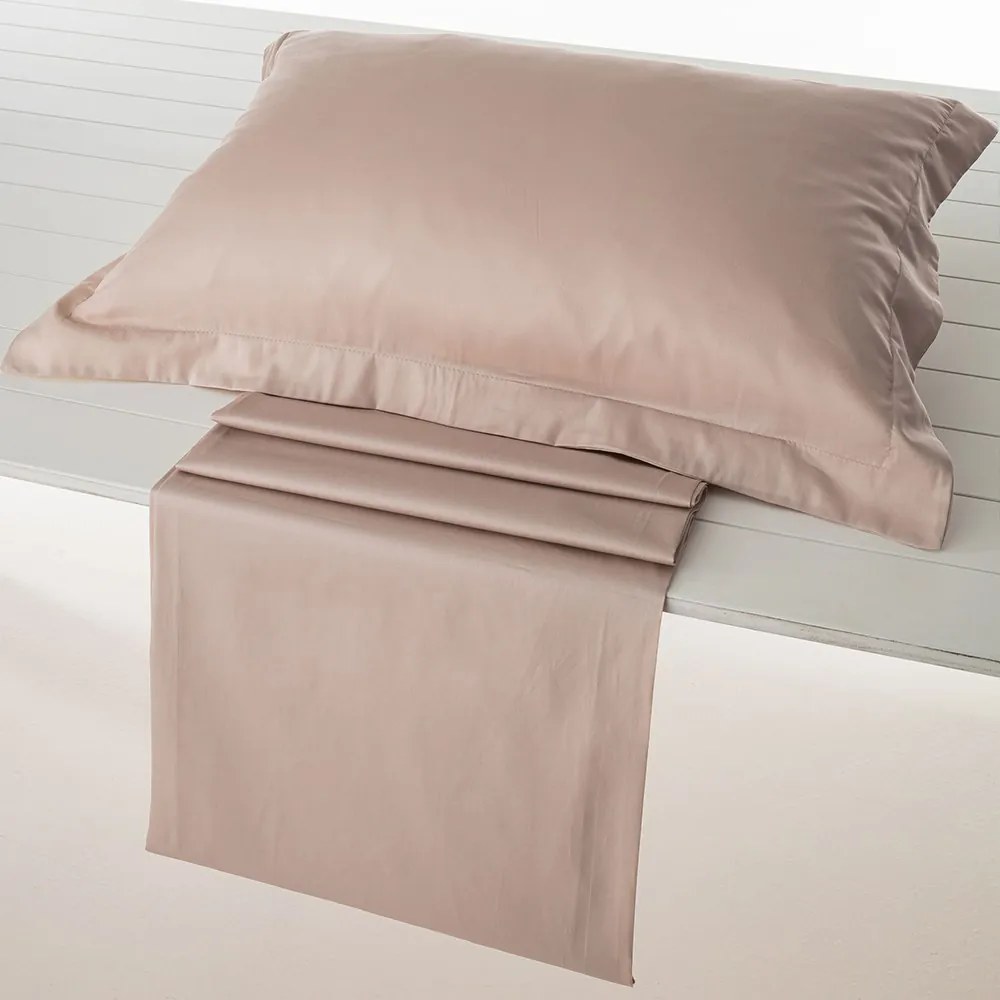 Σεντόνι Athena-303 Με Λάστιχο Beige Vesta Home Διπλό 160x240cm 100% Βαμβακοσατέν