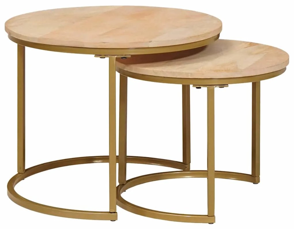 Τραπεζάκια Καφέ Στερεών 2 pcs Μασίφ ξύλο μάνγκο και χάλυβας