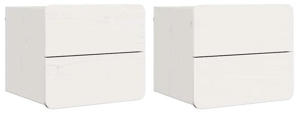 vidaXL Κομοδίνο 2 pcs Λευκό 39 x 34 x 33 εκ. Μασίφ ξύλο πεύκου