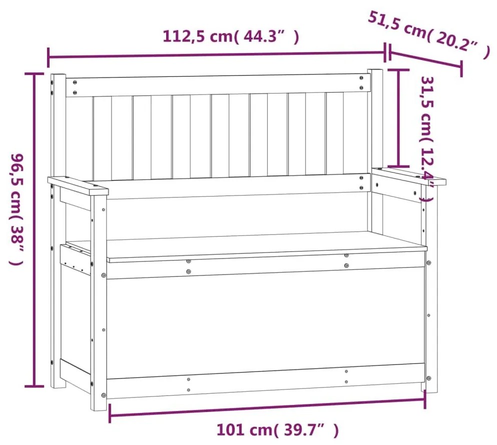 Παγκάκι 112,5 x 51,5 x 96,5 εκ. από Μασίφ Ξύλο Πεύκου - Καφέ