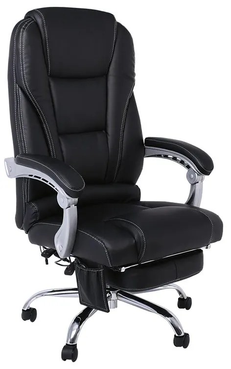 BF8550 Massage Relax Πολυθρόνα Γραφείου Διευθυντή, Βάση Χρώμιο με Υποπόδιο, Pu Μαύρο 68x64-135x118/127cm ΕΟ284,1