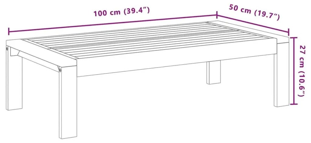 Τραπέζι Κήπου 100 x 50 x 27 εκ. από Μασίφ Ξύλο Ακακίας  - Καφέ