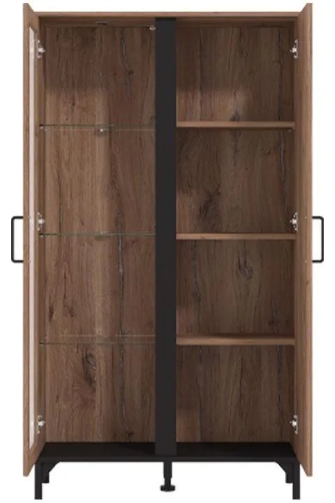 Βιτρίνα Corsica 2K VS1 Flagstaff Oak - Μαύρο 84,5x35x153 εκ. 84.5x35x153 εκ.