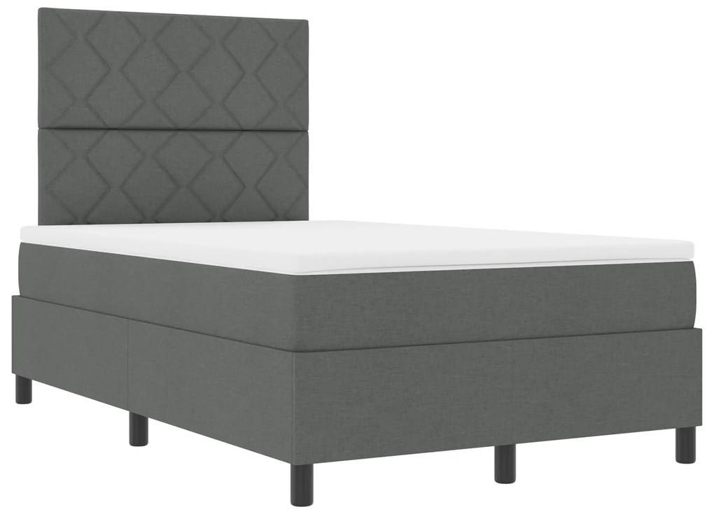 vidaXL Κρεβάτι Box Spring με Στρώμα Σκούρου Γκρι 120x200 εκ Ύφασμα