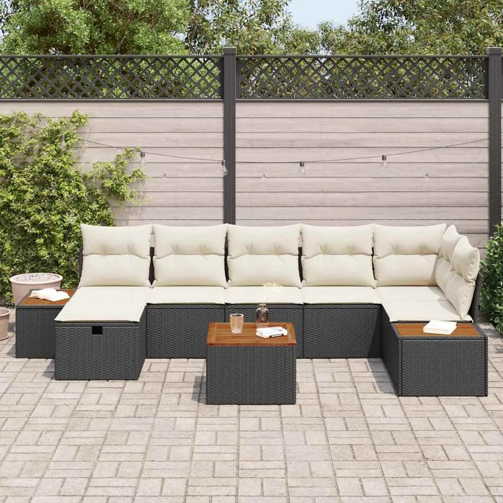vidaXL Σετ Καναπέ Κήπου 8 pcs Μαύρο 55 x 62 x 69 εκ Πολυ ράταν