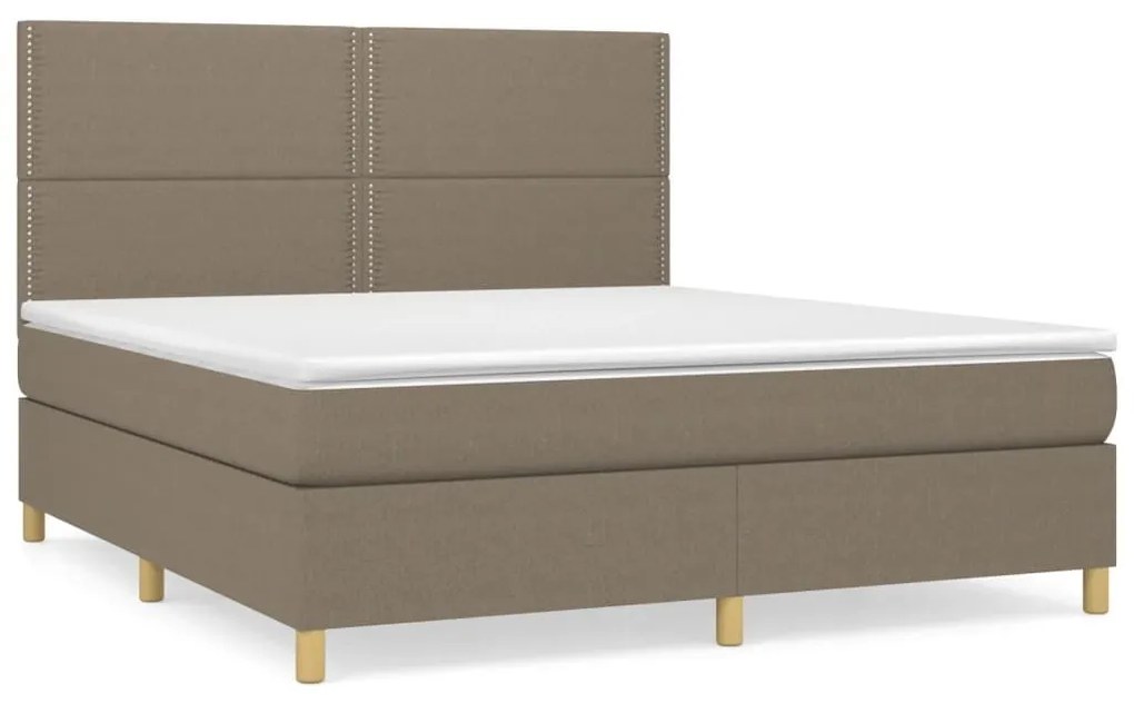 Κρεβάτι Boxspring με Στρώμα Taupe 180x200 εκ. Υφασμάτινο - Μπεζ-Γκρι