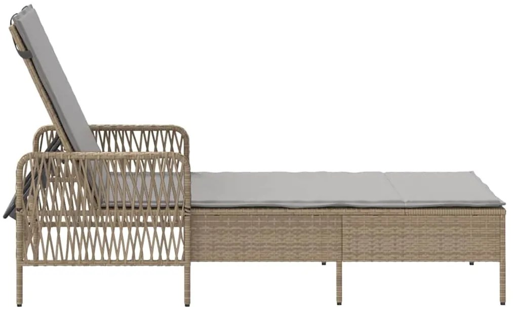 vidaXL Ξαπλώστρα με μαξιλάρι Μπεζ 157 x 55 x 92 εκ. συνθετικό ρατάν