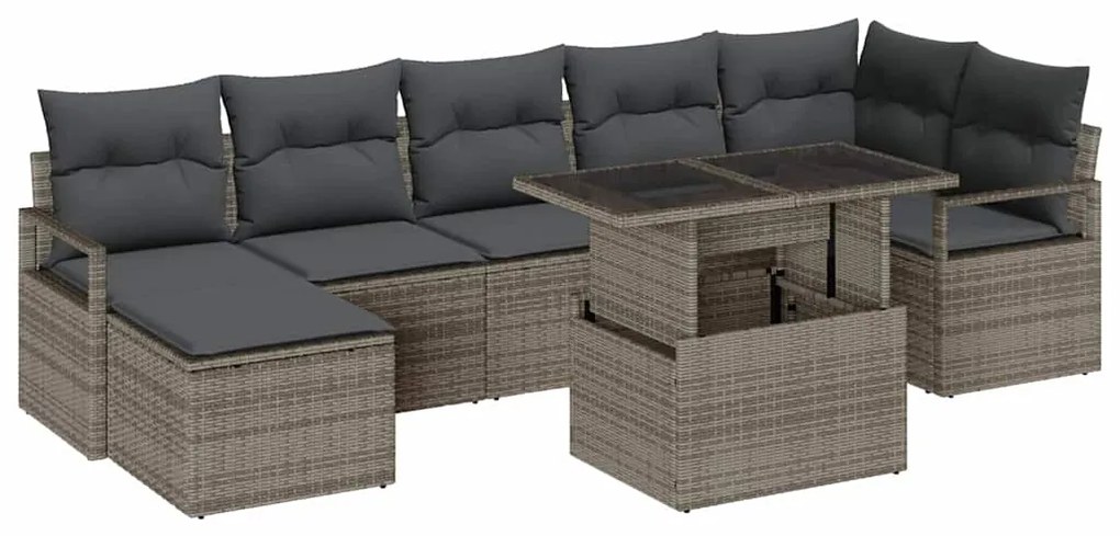 vidaXL Σετ Καναπέ Κήπου με μαξιλάρι 8 pcs Γκρι
