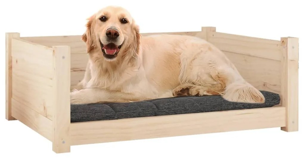 Κρεβάτι Σκύλου 75,5x55,5x28 εκ. από Μασίφ Ξύλο Πεύκου - Καφέ