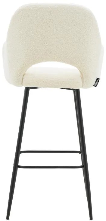 Σκαμπό bar Renish ύφασμα μπουκλέ εκρού και μεταλλικό μαύρο πόδι 51x57x114εκ 2αδα 51x57x114 εκ.