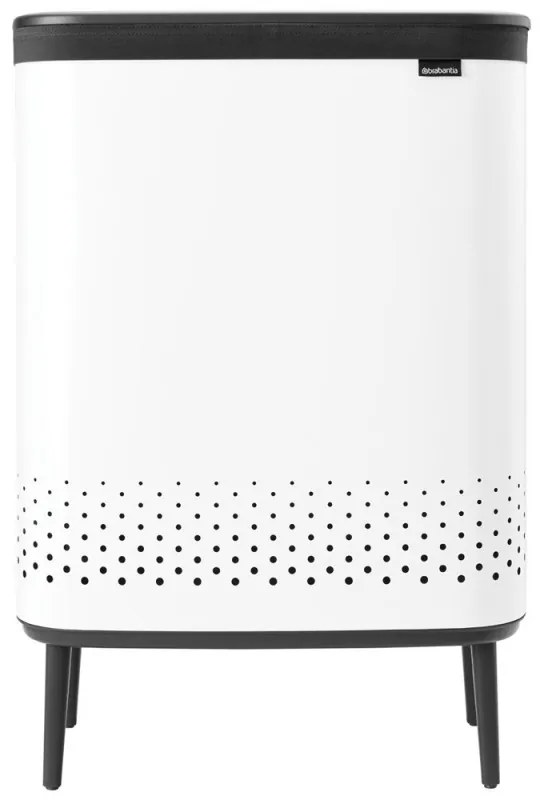 Καλάθι πλυσίματος Brabantia Bo 1004176, 2x45 l, Πλήρωση χωρίς άνοιγμα, οπές εξαερισμού, ρυθμιζόμενα πόδια, Λευκό