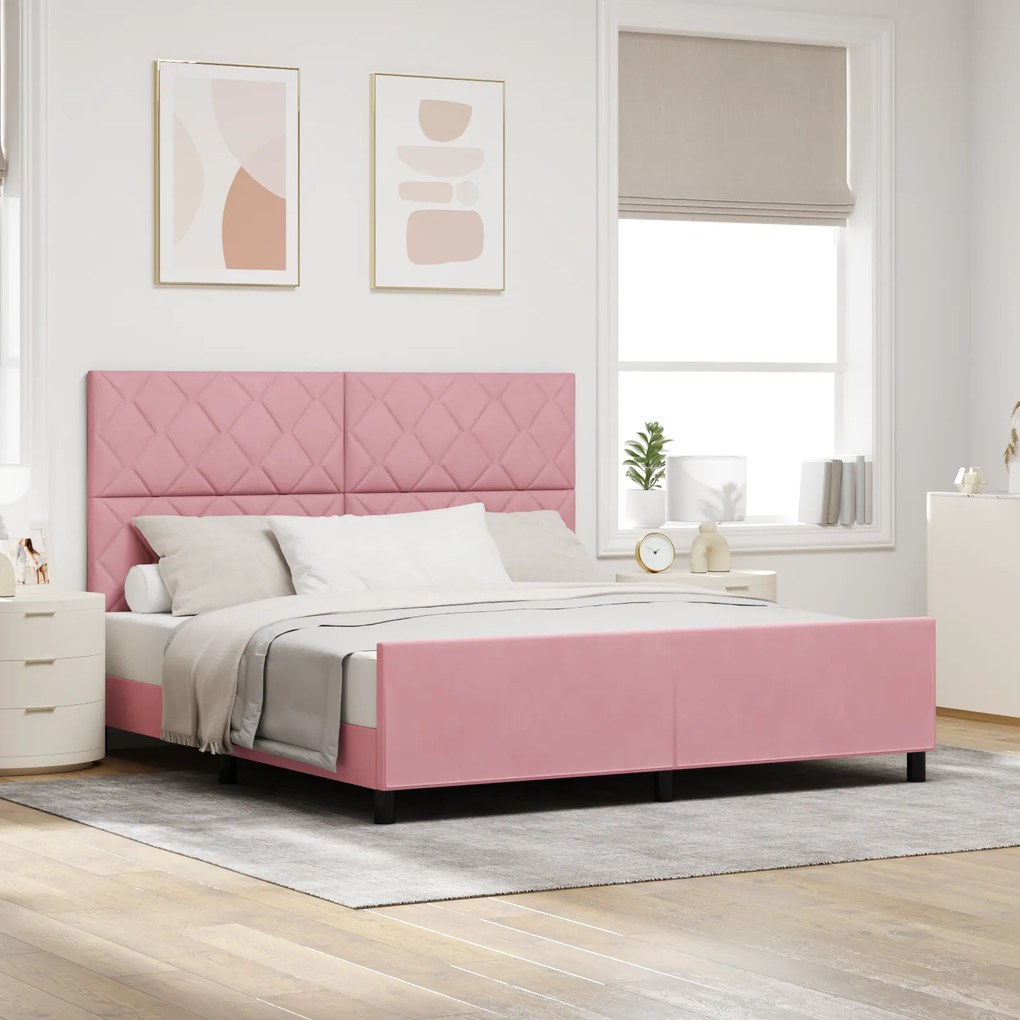 vidaXL Κρεβάτι Ροζ 180x200 εκ. Βελούδο