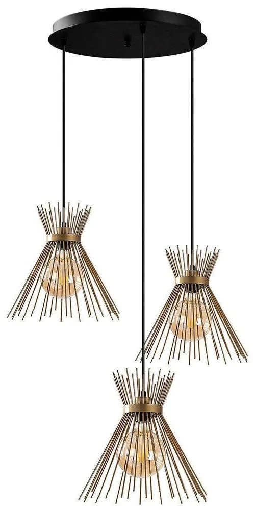 Φωτιστικό Οροφής Kirpi 892OPV1846 63x63x128cm 3xE27 40W Black-Gold Opviq