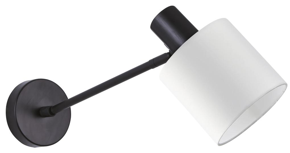 Φωτιστικό Τοίχου - Απλίκα SE21-BL-22-SH1 ADEPT BLACK WALL LAMP WHITE SHADE+ - Ύφασμα - 77-8319