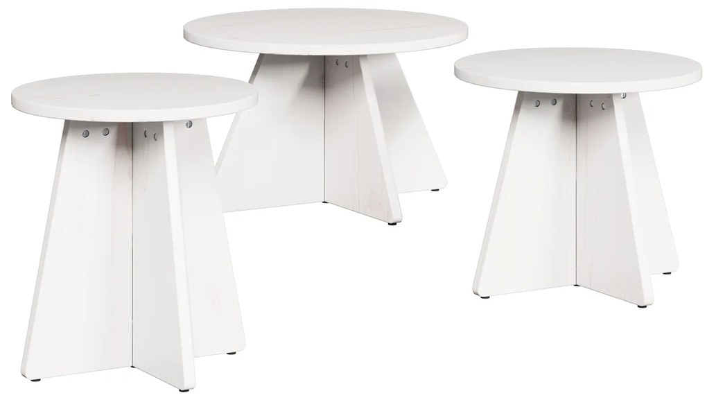vidaXL Σετ Τραπεζιού Για Καφέ 3 pcs Λευκό 49 x 49 x 30 εκ.