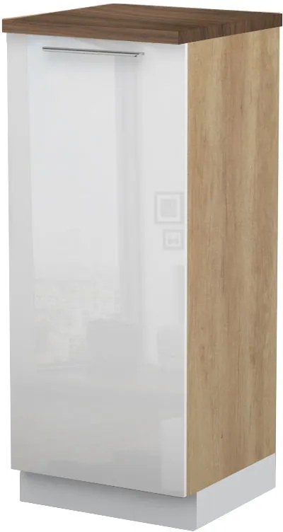 Επιδαπέδιο ντουλάπι ψηλό Raval K14-60-1KF-Δρυς - Λευκό γυαλιστερό