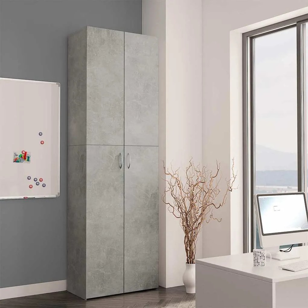 vidaXL Ντουλάπα Γραφείου Γκρι Σκυροδέματος 60x32x190 εκ. Επεξ. Ξύλο