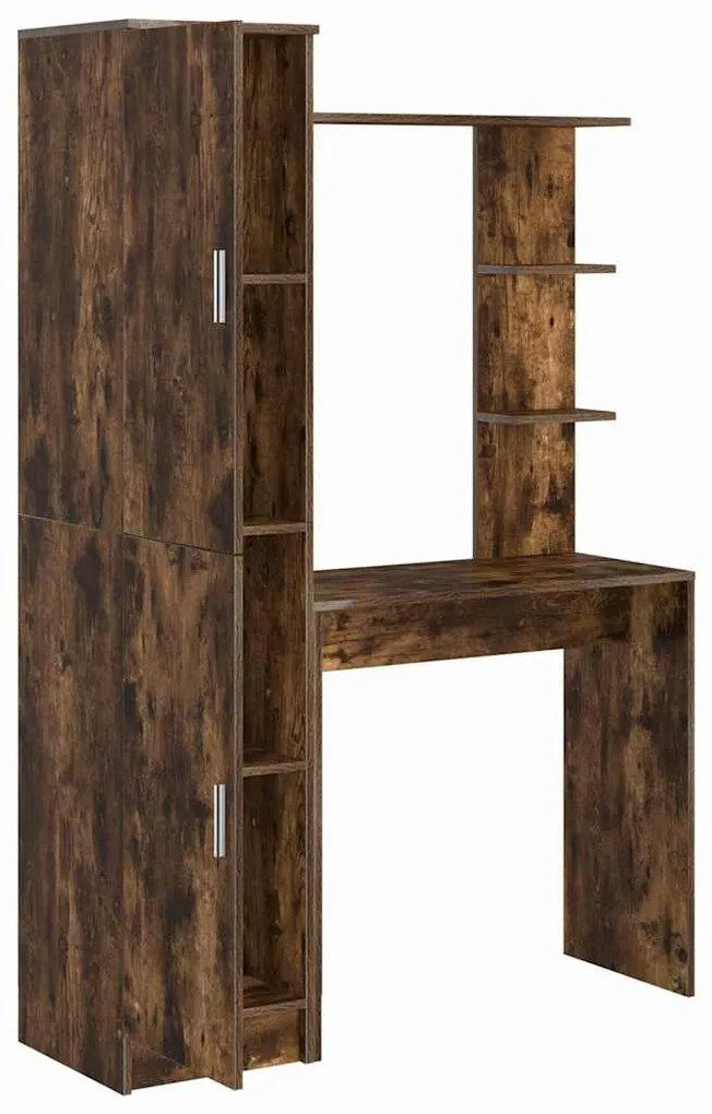 vidaXL Γραφείο με αποθηκευτικό χώρο με ράφι 2 pcs Καπνιστό Δρύς