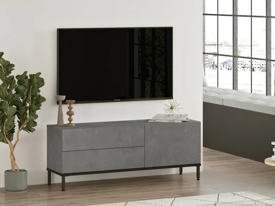 Τραπέζι Tv Ashburn 131, Μαύρο, Γκρι, Ο αριθμός των θυρών: 3, 120x5x36cm | Epipla1.gr