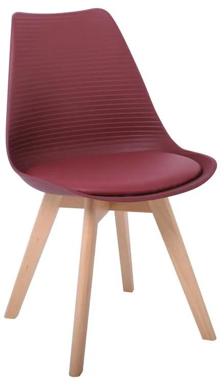 MARTIN STRIPE Καρέκλα Ξύλινο Πόδι, PP Μπορντώ  49x56x82cm [-Φυσικό/Κόκκινο-] [-Ξύλο/PP - PC - ABS-] ΕΜ136,02S