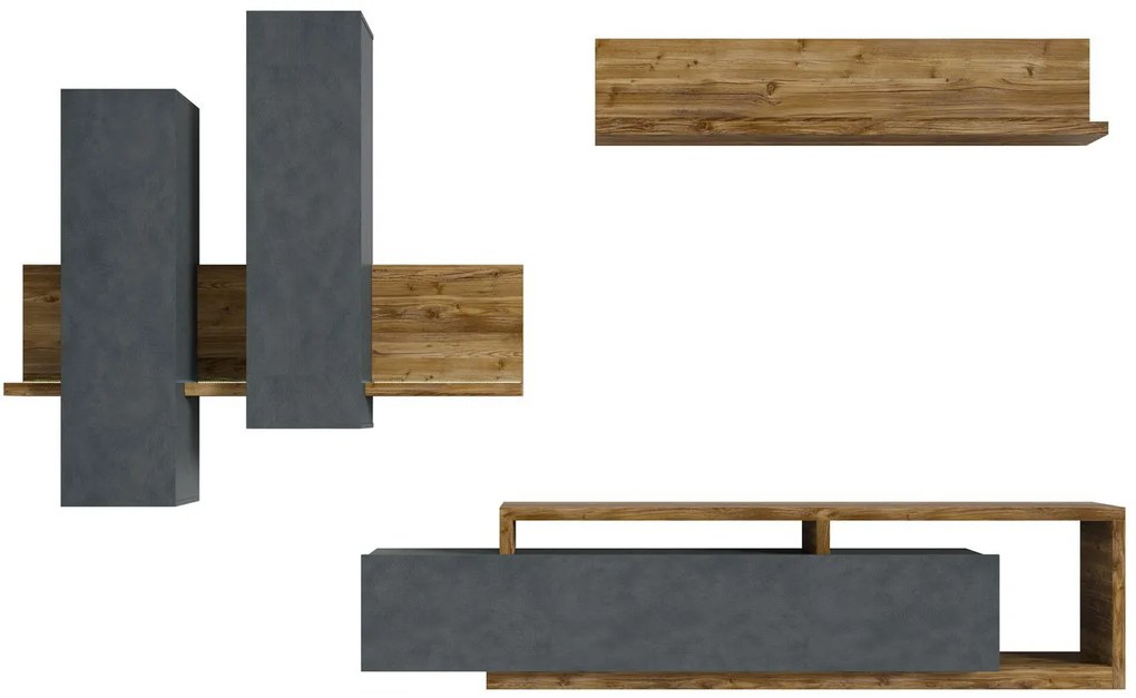 Σύνθεση σαλονιού Bron- Φυσικό σκούρο-Ανθρακί