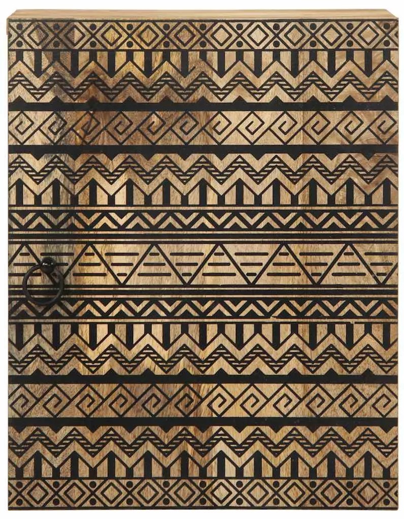 κρεμαστό ντουλάπι μπάνιου μαύρο 38x33,5x48 cm μασίφ ξύλο Mango - Μαύρο