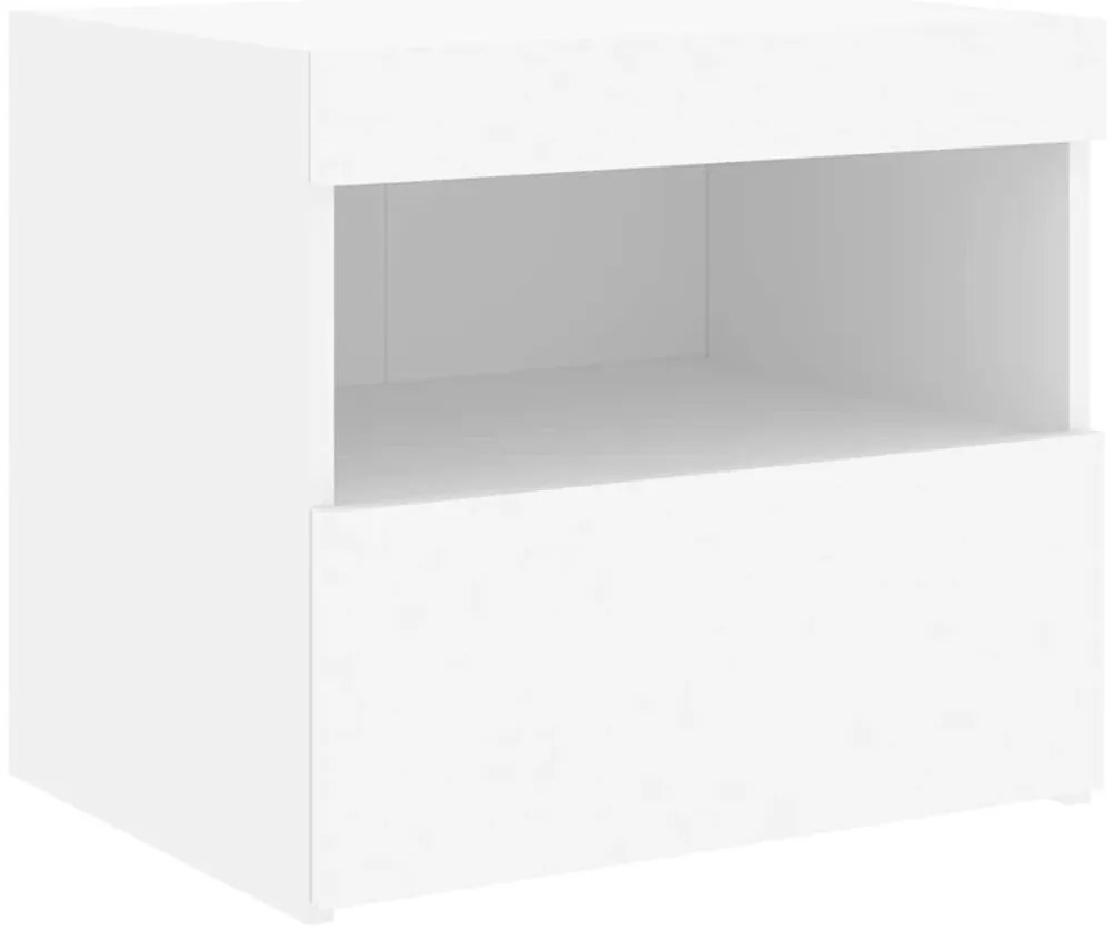 vidaXL Κομοδίνο με Φώτα LED Λευκό 50 x 40 x 45 εκ.