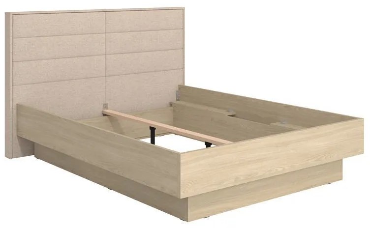 Επενδυμένο Κρεβάτι ARBELA Διπλό MD Light Port Oak με Μπέζ Ύφασμα 160x200εκ. 178x213x115 εκ.