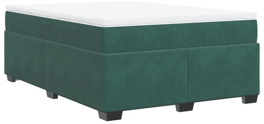 vidaXL Κρεβάτι Boxspring με Στρώμα Σκούρο Πράσινο 160x200εκ. Βελούδινο