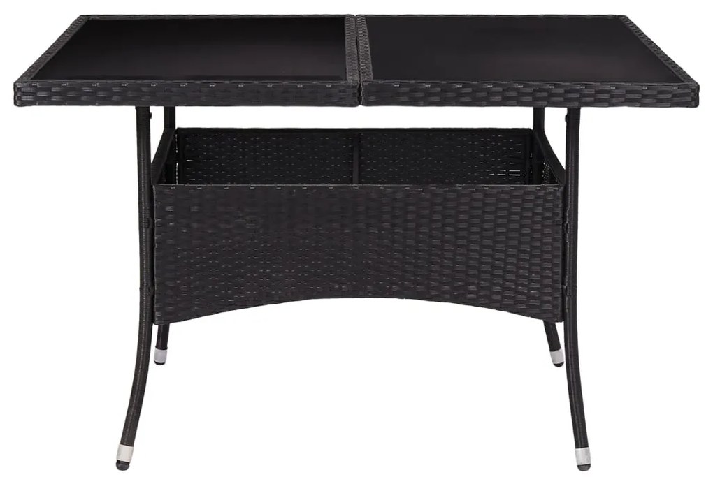 vidaXL Τραπεζαρία Εξωτερικού Χώρου Μαύρη από Συνθετικό Ρατάν / Γυαλί