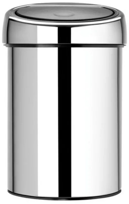 Κάδος Brabantia Touch Bin 647210, 3 L, Ομαλό και αθόρυβο άνοιγμα, Επιτοίχια τοποθέτηση, Λαμπερό ανοξείδωτο ατσάλι