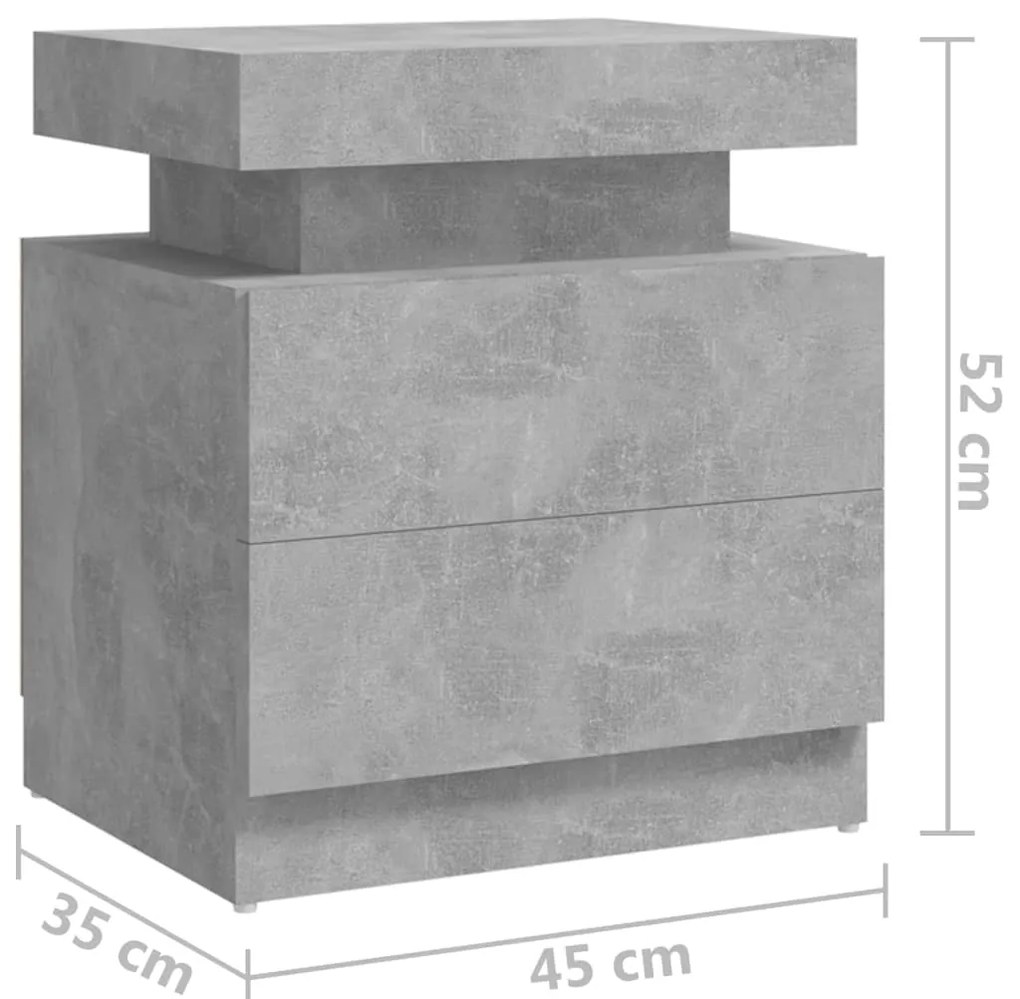 vidaXL Κομοδίνο Γκρι Σκυροδέματος 45 x 35 x 52 εκ. από Επεξεργ. Ξύλο