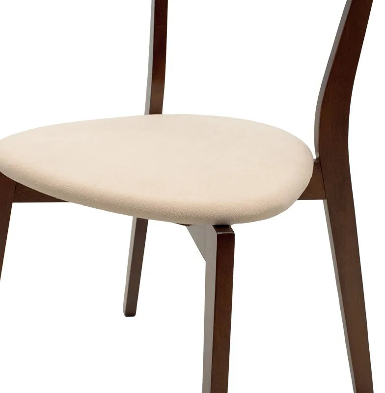 Καρέκλα Toto pakoworld μπεζ ύφασμα-rubberwood καρυδί πόδι (2 τεμάχια)