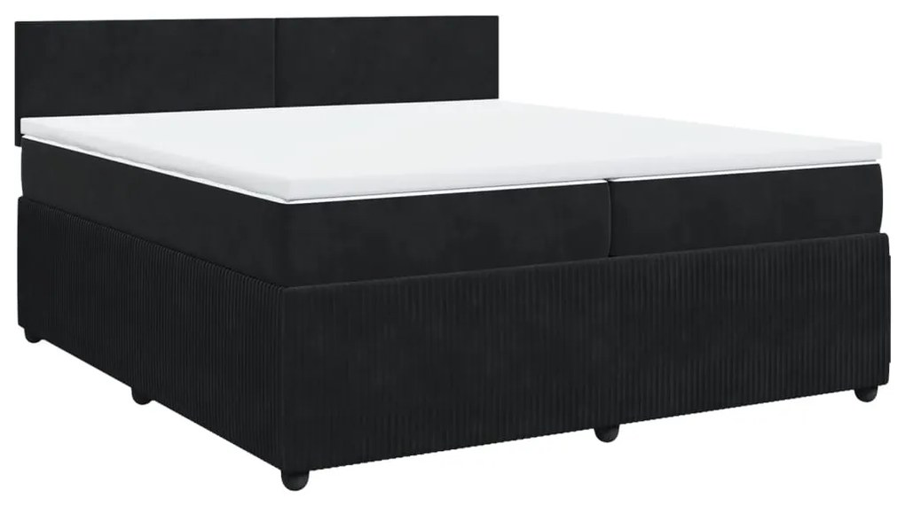 vidaXL Κρεβάτι Boxspring με Στρώμα Μαύρο 200x200 εκ. Βελούδινο