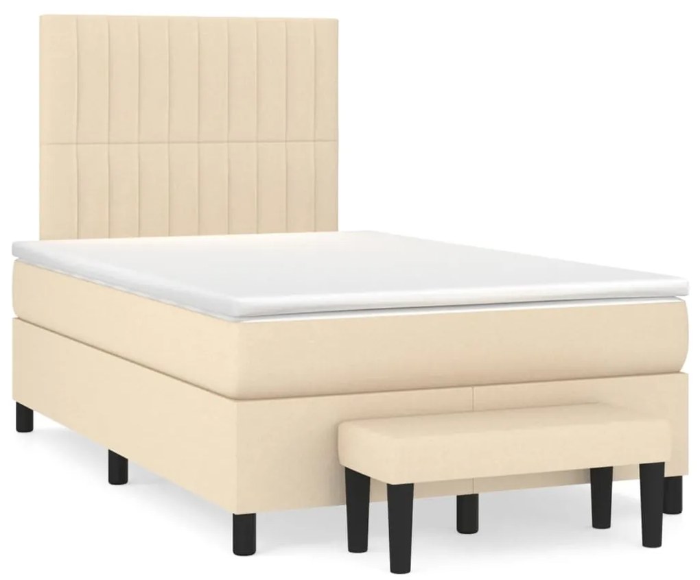 Κρεβάτι Boxspring με Στρώμα Κρεμ 120x200 εκ. Υφασμάτινο - Κρεμ