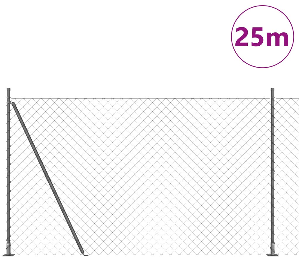 vidaXL Φράχτης αλυσίδας με 13 κολώνες 1.4x25 μ Γαλβανισμένο μέταλλο