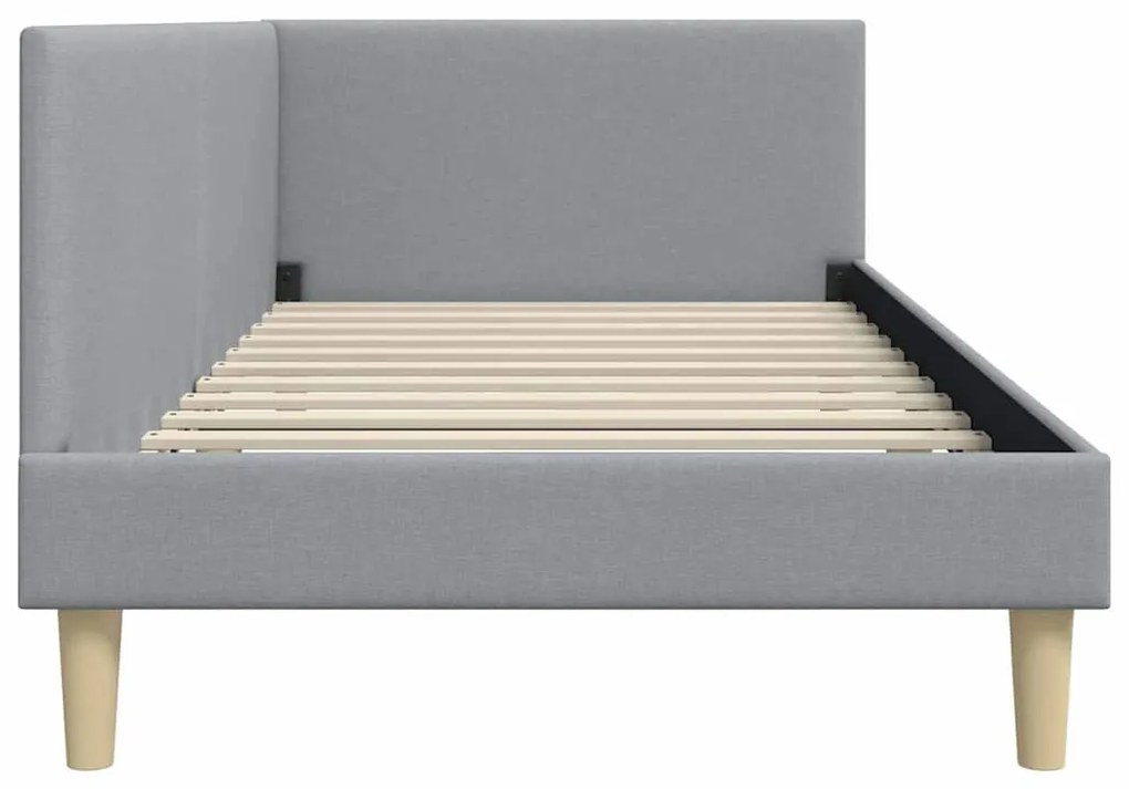 vidaXL Κρεβάτι Γωνίας με κεφαλάρι Ανοιχτό γκρι 90 εκ x 200 εκ