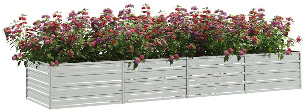 vidaXL Ζαρντινιέρα Υπερυψωμένη Ασημί 320x80x45 εκ. Γαλβανισμ. Χάλυβας