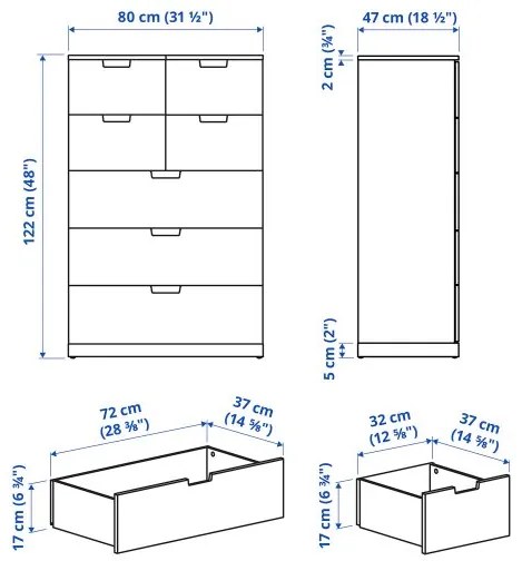 NORDLI συρταριέρα με 7 συρτάρια, 80X122 cm 992.395.02