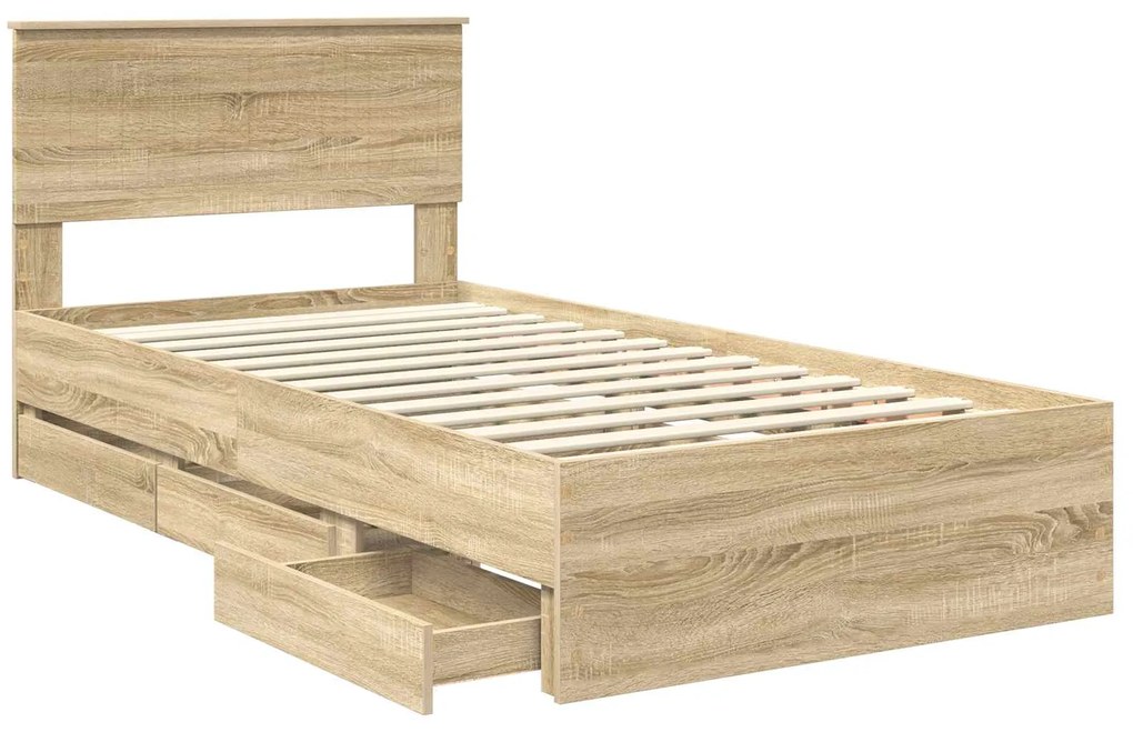 vidaXL Σκελετός Κρεβατιού Δρύς Sonoma 100 x 200 cm Μηχανήματος Ξύλο