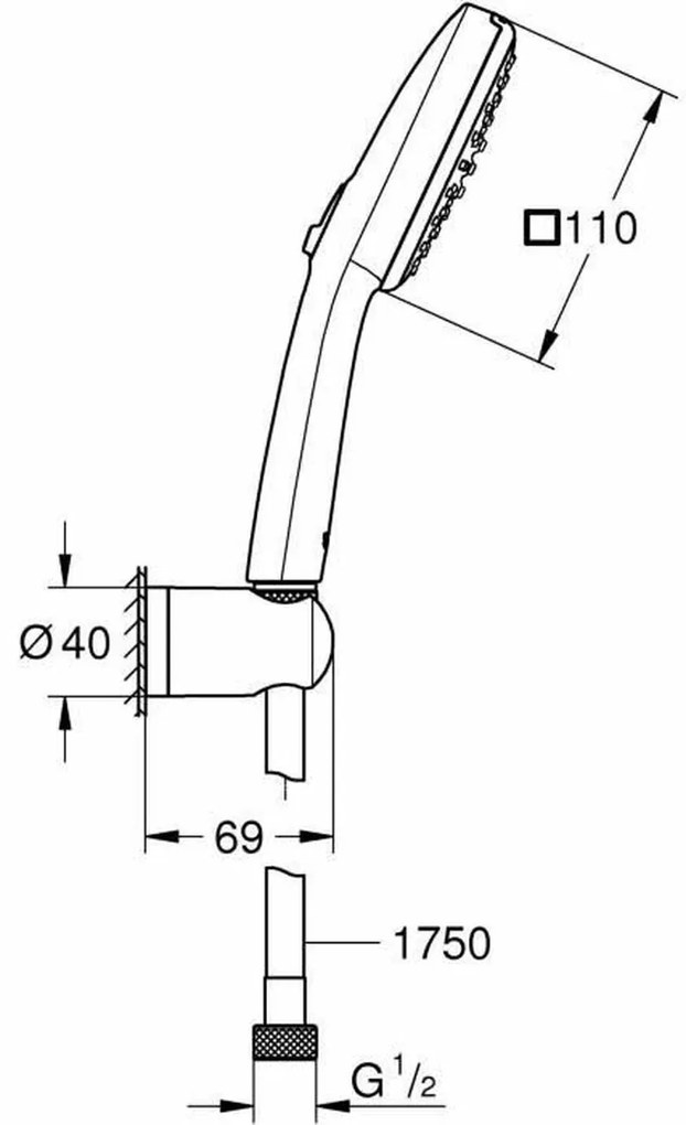 Kεφαλή για Nτους Grohe Μαύρο Ματ μαύρο Σιλικόνη ABS