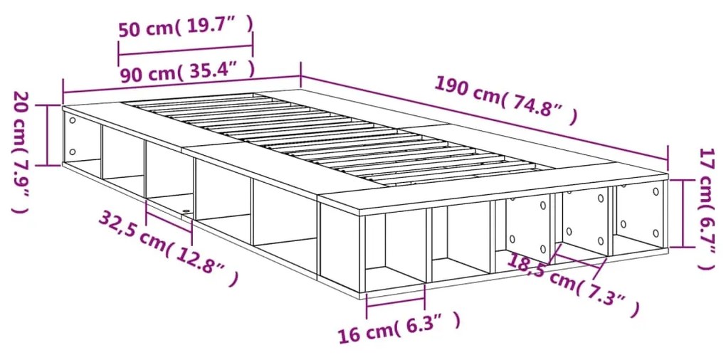 ΠΛΑΙΣΙΟ ΚΡΕΒΑΤΙΟΥ ΚΑΠΝΙΣΤΗ ΔΡΥΣ 90 X 190 ΕΚ. ΕΠΕΞΕΡΓΑΣΜΕΝΟ ΞΥΛΟ 3280528