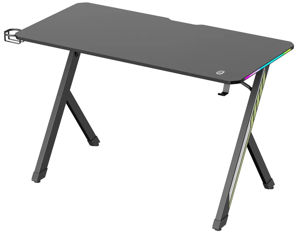 POWERTECH gaming γραφείο PT-1498 με RGB φωτισμό, 120x60x75cm, μαύρο