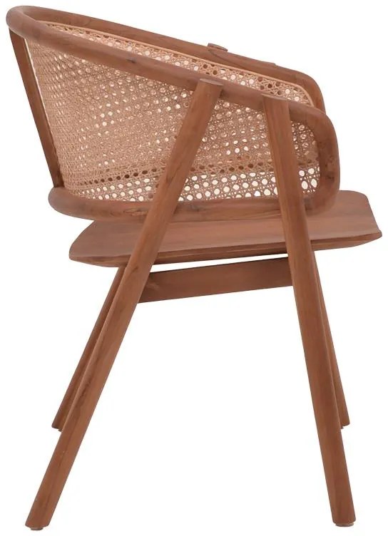 Καρέκλα - Πολυθρόνα Anlene σκελετός teak ξύλο σε καρυδί απόχρωση με rattan σε μπεζ απόχρωση 62x54x82εκ 62x54x82 εκ.