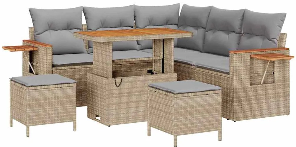 vidaXL Σετ Καναπέ Κήπου 8 pcs μπεζ και ανοιχτό γκρι 90 x 55 x 71 cm
