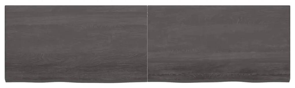 Ράφι Τοίχου Σκούρο Καφέ 220x60x(2-4) εκ. Επεξ. Μασίφ Ξύλο Δρυός - Καφέ