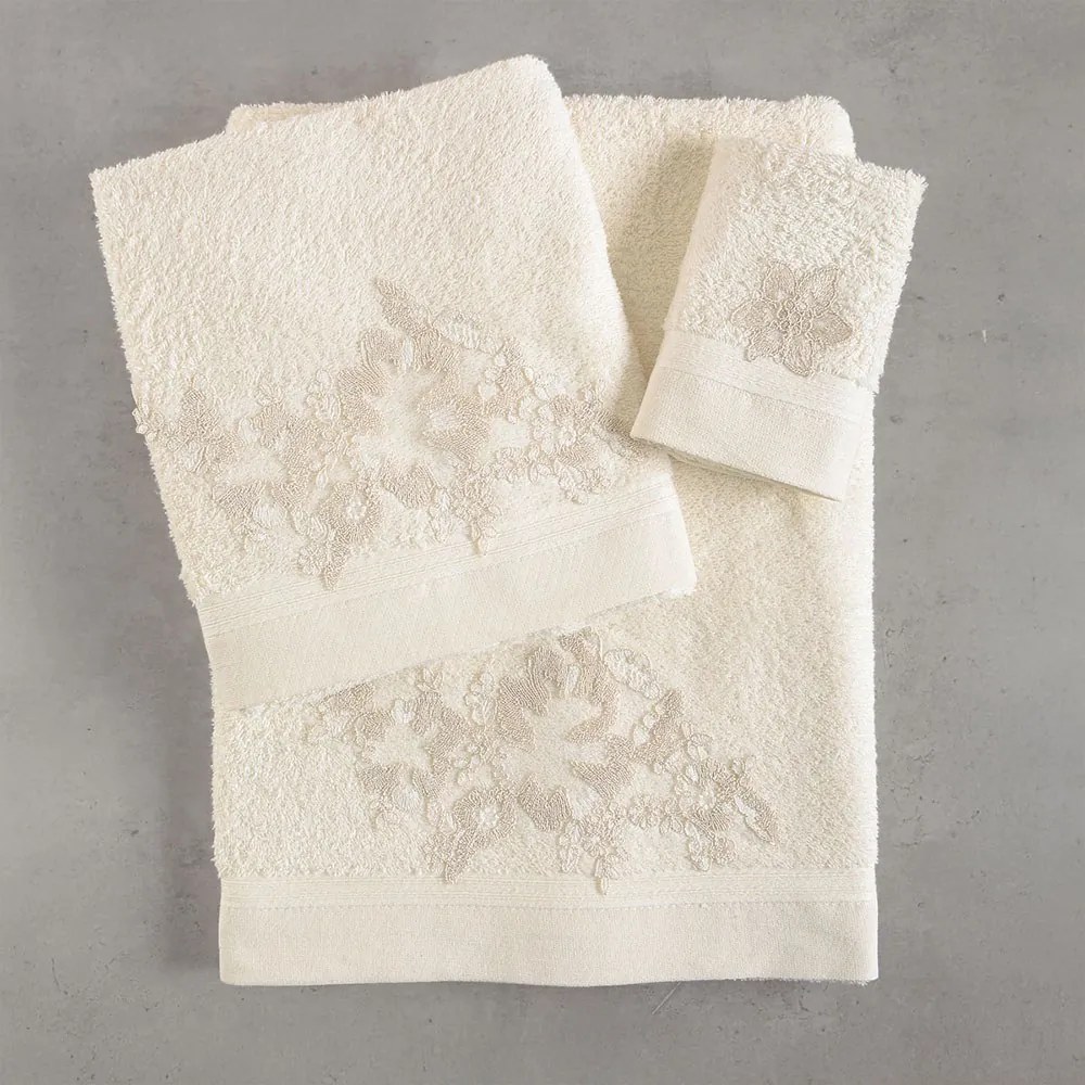 Πετσέτες Electra (Σετ 3τμχ) Ecru Ρυθμός Towels Set 80x150cm 100% Πενιέ Βαμβάκι