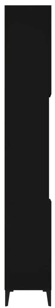 Ντουλάπι Μπάνιου Μαύρο 30x30x190 εκ. Επεξεργασμένο Ξύλο - Μαύρο