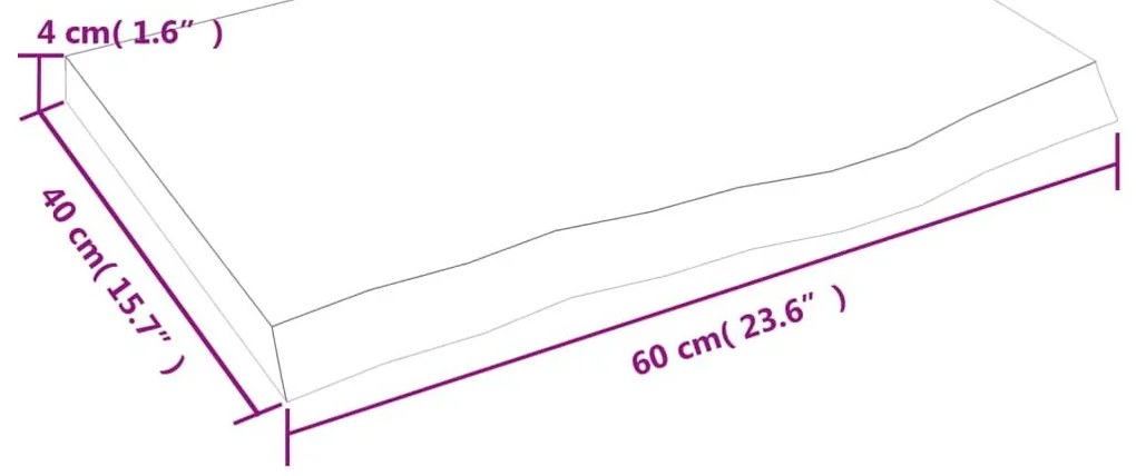 Ράφι Τοίχου 60x40x(2-4) εκ. από Ακατέργαστο Μασίφ Ξύλο Δρυός - Καφέ